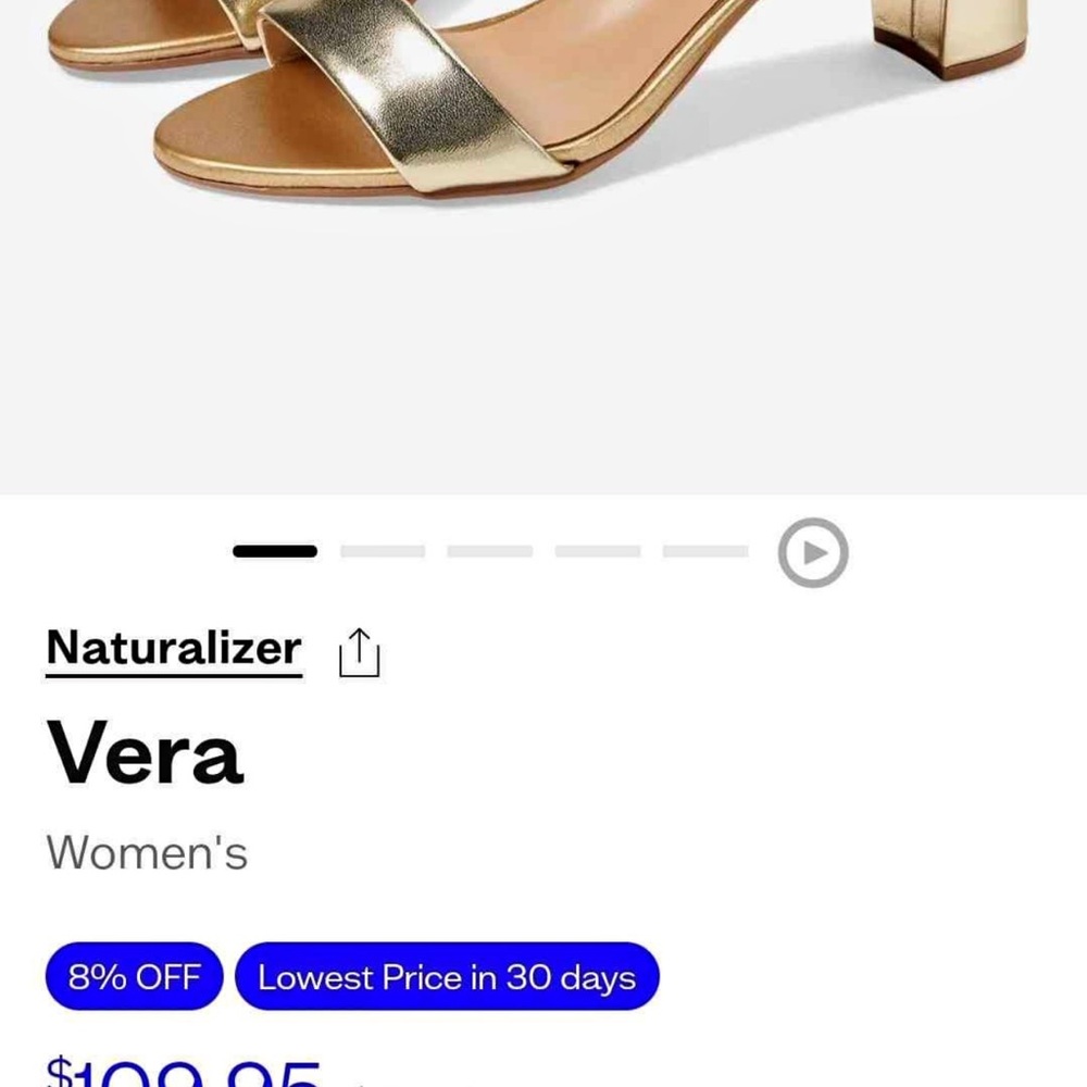 Naturalizer Vera Gold Sandals